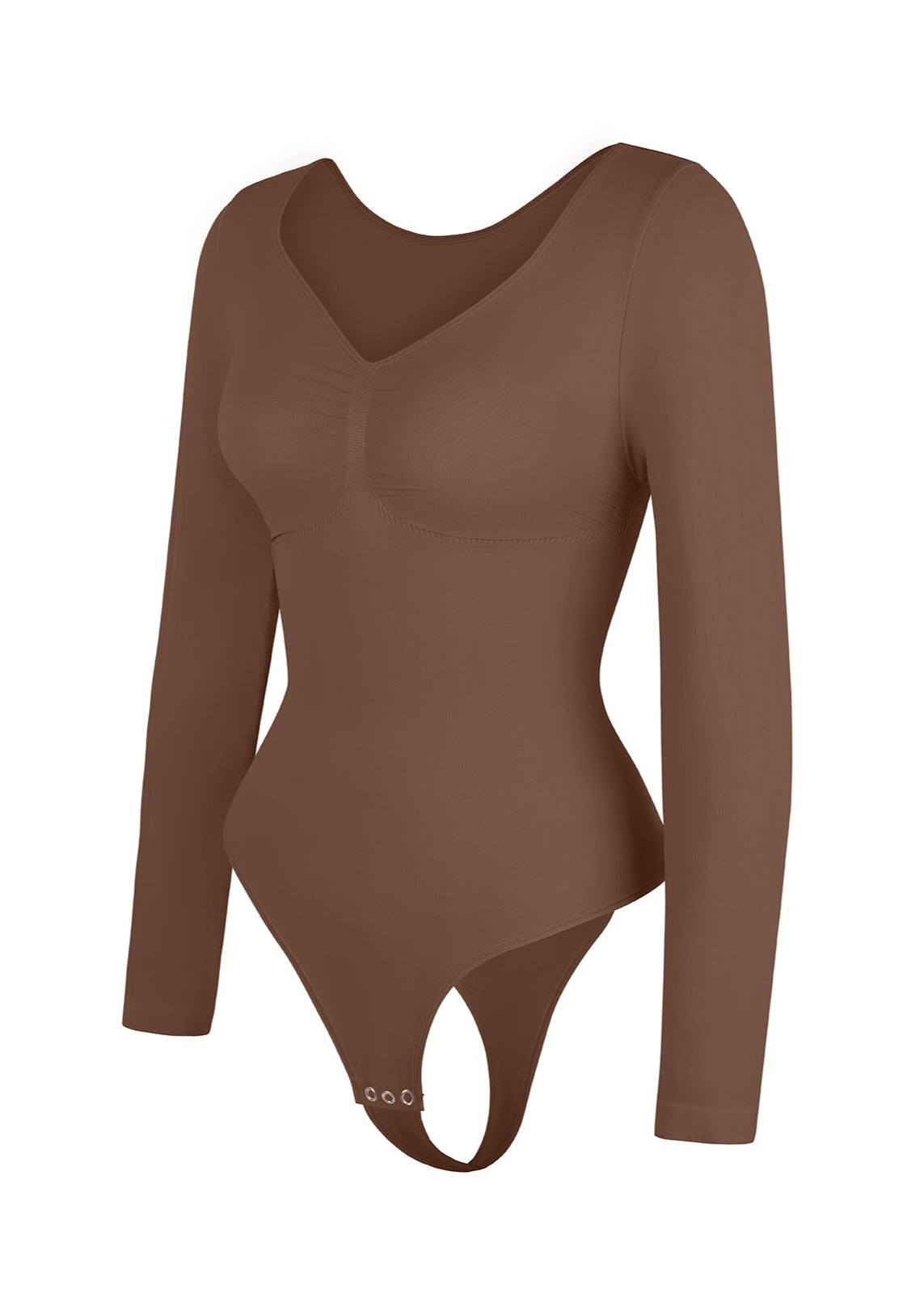 Marcella - Naadloze Lange Mouw Body met String, Borstondersteuning & Buikcontrole - Bella Fit™