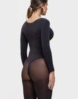 Marcella - Naadloze Lange Mouw Body met String, Borstondersteuning & Buikcontrole - Bella Fit™