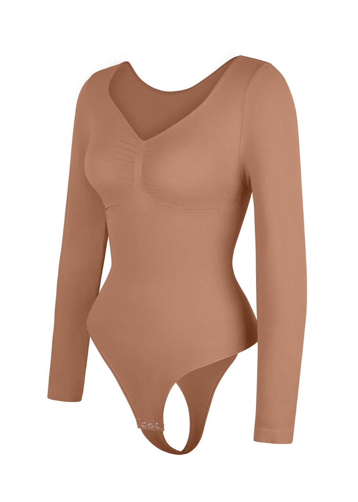 Marcella - Naadloze Lange Mouw Body met String, Borstondersteuning & Buikcontrole - Bella Fit™