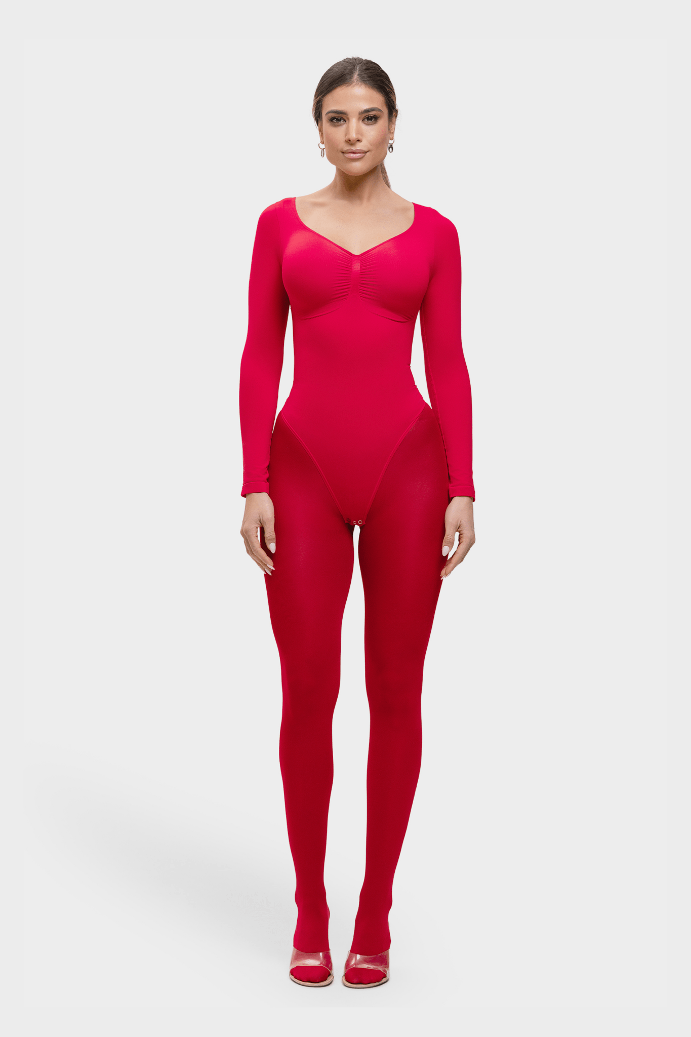 Marcella - Naadloze Lange Mouw Body met String, Borstondersteuning & Buikcontrole - Bella Fit™