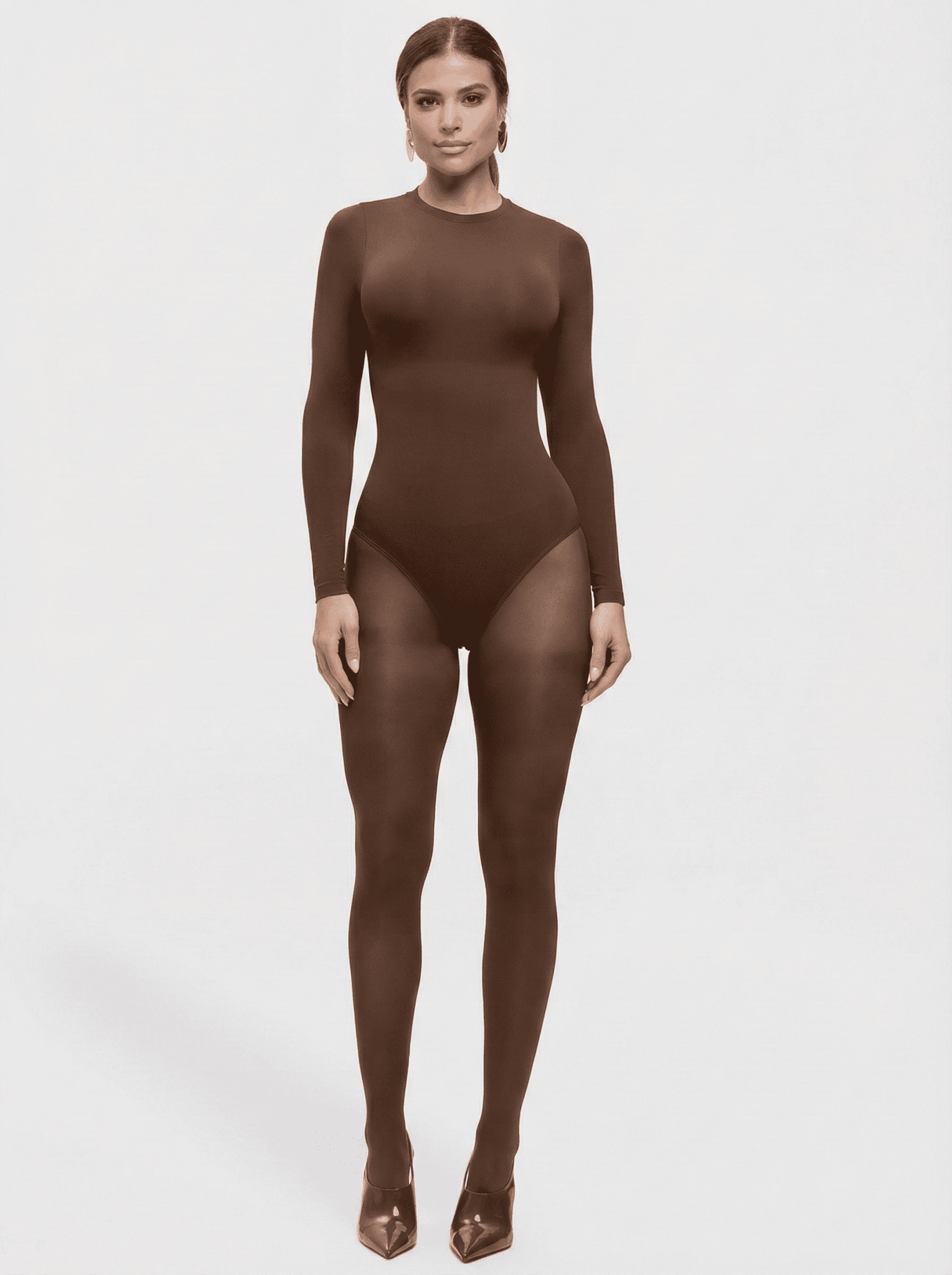 Milena – Ultra - Soft Sculpted Silhouette Naadloze Long - Sleeve Bodysuit - Bella Fit™
