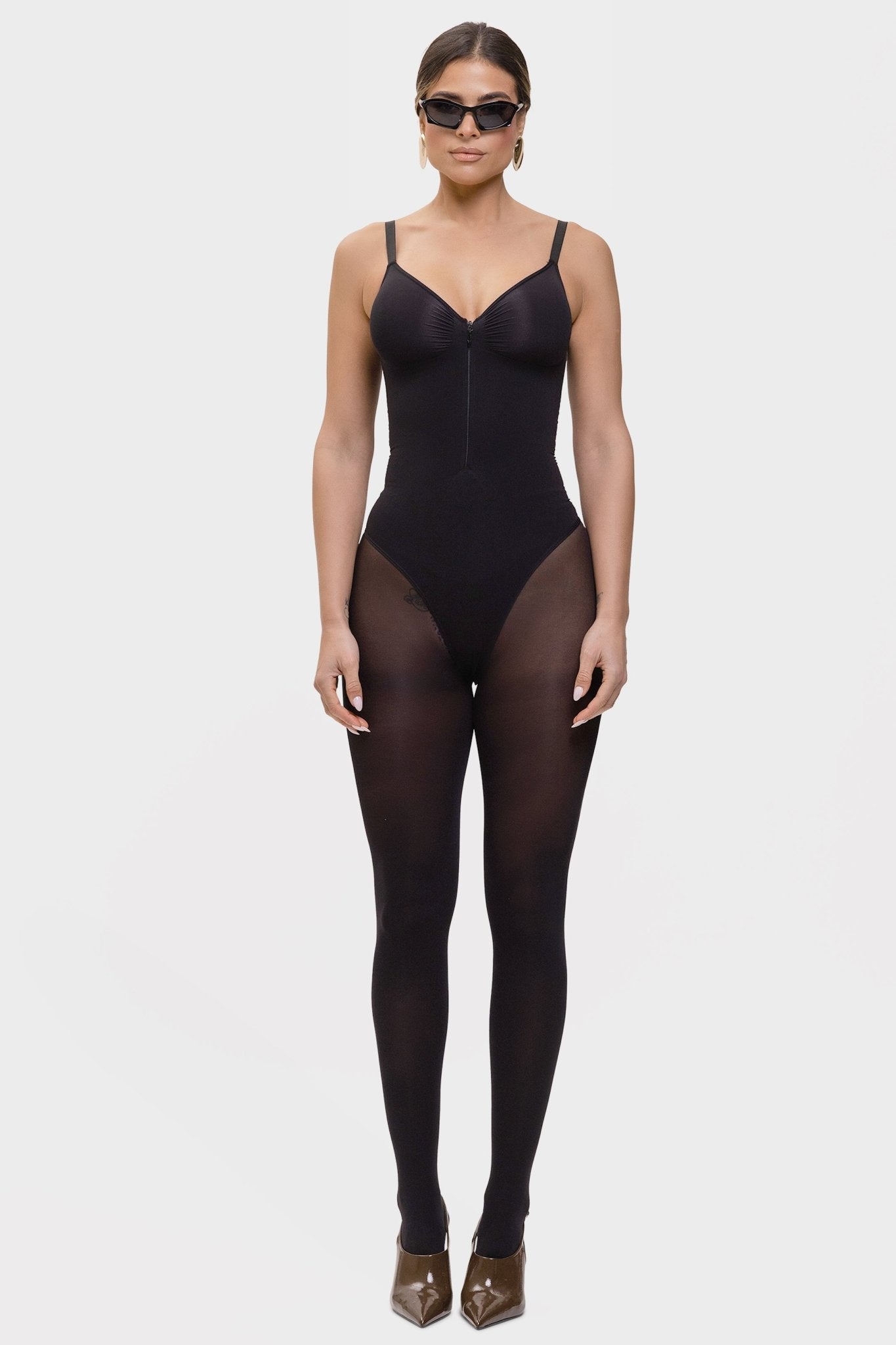Stefanie Zipper - Naadloos Plunge Bodysuit – Borstondersteuning en Interne Clips - Bella Fit™
