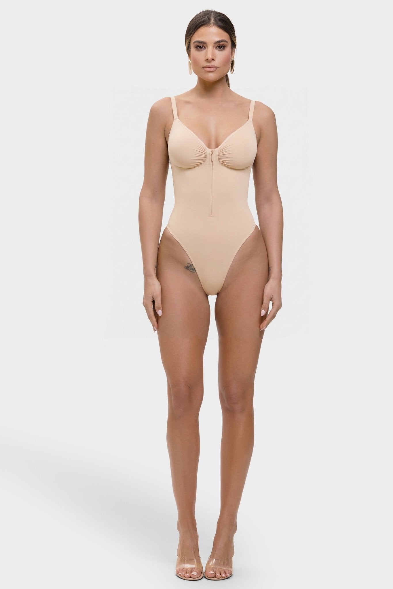 Stefanie Zipper - Naadloos Plunge Bodysuit – Borstondersteuning en Interne Clips - Bella Fit™